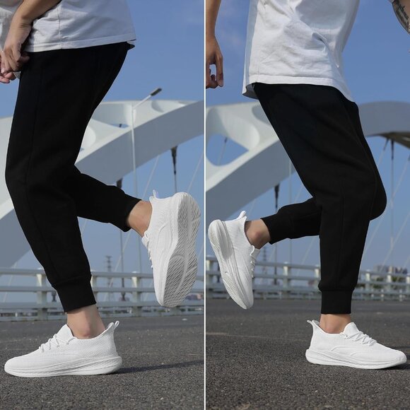 ⚡Men White Fashion Mesh Non Slip Lightweight Workout Breathable Gym Sneakers - Picture 3 of 6